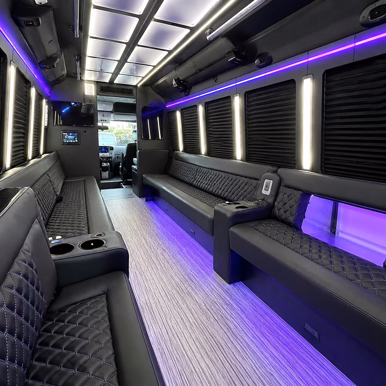 quincy party bus rental interior